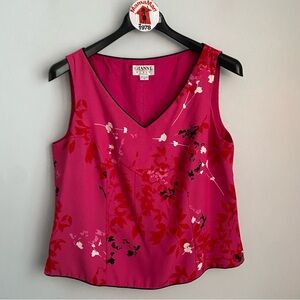 GIANNI Vintage Pink Cherry Blossom Floral Tank Top Blouse Size 14